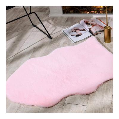 China Washable Super Soft Plush Faux Rabbit Fur Blanket Pink Color For Kids Room Faux Suede Backing Faux Fur Blanket For Living Room for sale