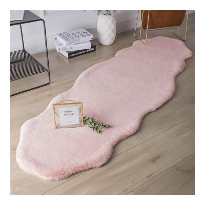 China Washable Faux Plush Pink Color Fluffy Blankets Super Soft Small Area Rugs For Living Room for sale