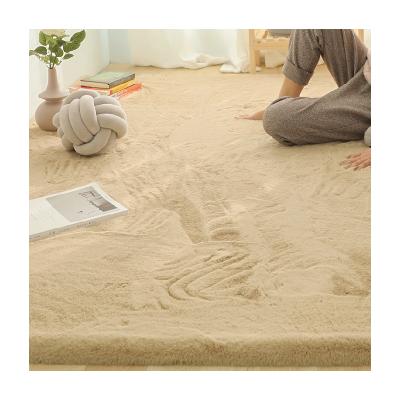 China Hot Selling Washable Amazon Living Room Anti Slip Artificial Fur Carpet Living Room Floor Decoration Polyester Rabbit Fur Mat for sale