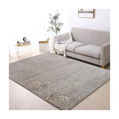 China Washable Gold Foil Printed Faux Rabbit Fur Area Rug For Living Room Slip Non Backing Fluffy Blankets for sale