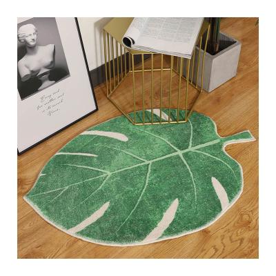 China Hot Sale Washable Chinese Shaggy Rug Leaf Shape Fluffy Modern Rugs And Blankets For Living Room Dining Room for sale