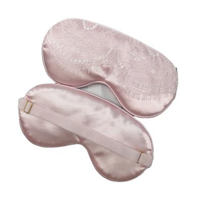 China Luxury Style Soft Adjustable Satin Anti-wrinkle Lace Sleeping Eye Mask Silk Cover For Gift for sale