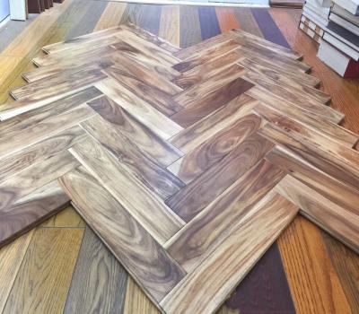 China Solid Wood Modern Natural Smooth Herringbone Full Acacia Wood Flooring for sale