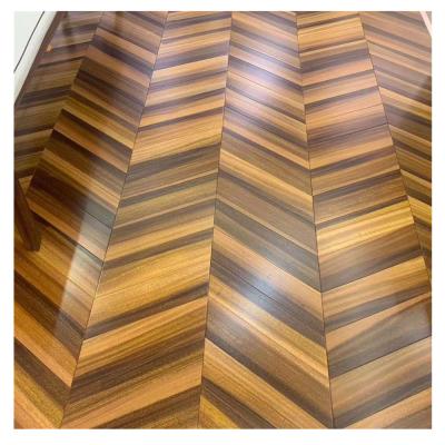 China Teak Iroko Herringbone Modern Exotic Gold Parquet Flooring for sale