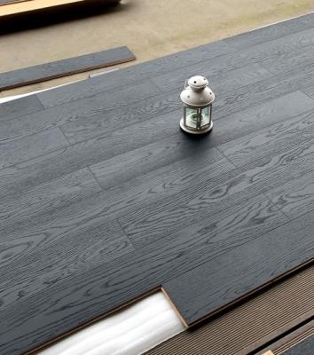 China Modern matt finished full engineered black oak floor for sale