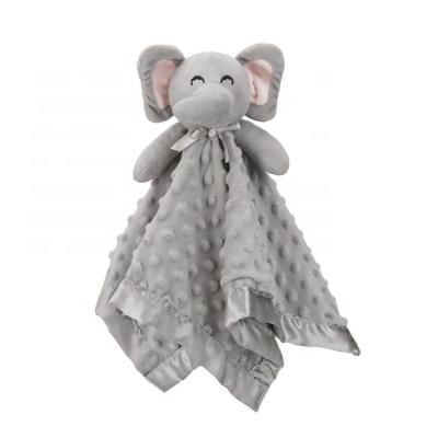 中国 Wholesale Custom Made Eco-Friendly Material Gray Soft Baby Lovey Unisex Lovie Plush Elephant Security Blanket Gift For Toddler 販売のため