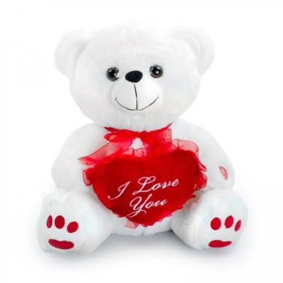 중국 Customized Plush Toy Eco-friendly Material Teddy Bear With Red Valentine Big White Soft Heart Teddy Bear I Love You 판매용