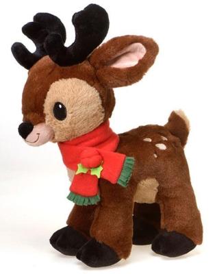 중국 2020 New x Customized Eco-friendly Material Man Christmas Reindeer Toy Plush Beige With Red And Green Scarf For Kids Xmas Gift 판매용