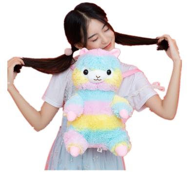 China High Quality Eco-friendly Material Plush Llama Alpacas Backpack School Bag Plush Fluffy Backpack For Girls Kids Birthday Gift Te koop