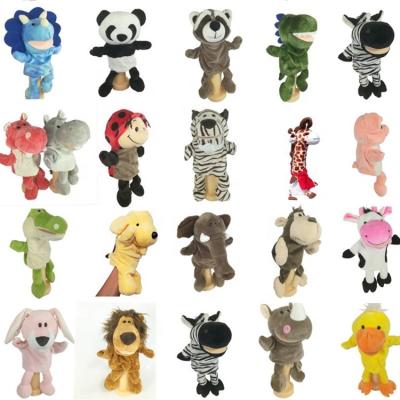 China Eco-friendly Material Hot Selling Educational Children Stuffed Realistic Custom Soft Plush Hand Puppet Dinosaur Dog Finger Animal Puppet Toy For Kids à venda