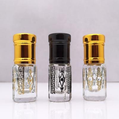 China Perfume bottle empty refillable arabic oud essence tola stamping black printing oud bottle for sale