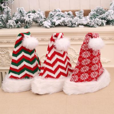 China Jachon Christmas Knitted Adult Hat Striped Christmas Hat Christmas Holiday Hat For Christmas Festive Party for sale