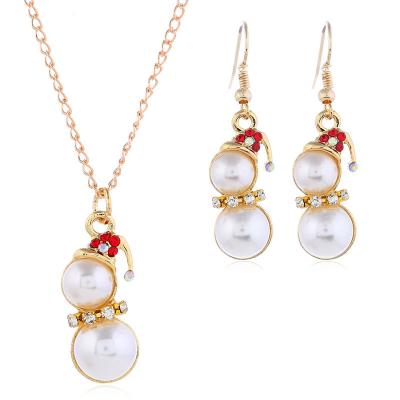 China Pendant Necklace Santa Claus Jewelry Set Christmas Jachon Snowman Earrings Set Cute Headscarf Set For Women Girls for sale