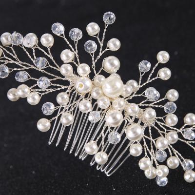 China Fashion Crystal and Pearl Jachon Bridal Hair Comb Wedding Accessory Rhinestone Hair Piece Crystal Hair Combs for sale