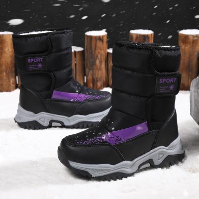 China 2021 Anti-odor Kids Winter Boots Hook Loop Warm Boots Hiking Shoes Waterproof Outdoor Boots For Boys Girls for sale