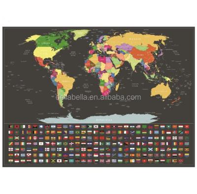 China Luxury Scratch Off World Map Poster With Country Flags H2414-33 for sale