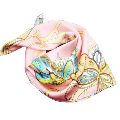 China Popular hot sale fashion flower printed 100% natural silk scarf for ladies for sale