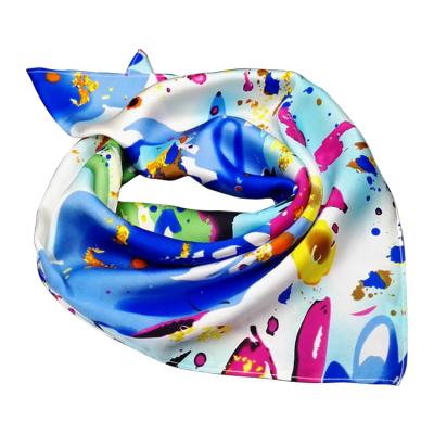 China Popular hot sale fashion flower printed 100% natural silk scarf for ladies for sale