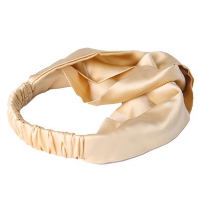 China Women Smart 100% Silk Casual Elastic Cross Headbands Silk Solid for sale