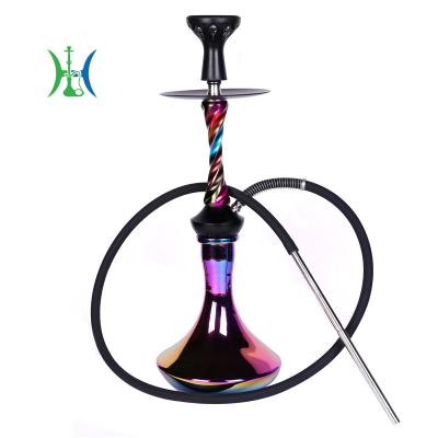 China New Aluminum Alloy Dazzle Color Hookah Set Colorful Twist Large Arabic Shisha Hookah Smoking for sale