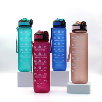 China Hot Sale 1000ml Large Capacity Viable Custom Logo Wide Mouth Plastic Water Bottle With Soft Silicone Straw Inspirational Quotes For Gym for sale