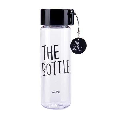 China 550ml BPA Free Viable Single Wall Clear Plastic Direct Drinking Water Bottle With Logo Strap Customized Color Black White for sale