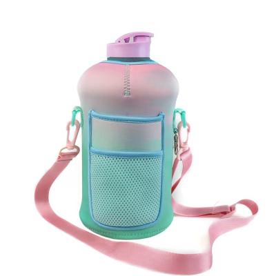 China 2.2L Large Capacity Sustainable Plastic Bucket Jug Sports Gym Rise Fitness Bottle With Cloth Set Closed Durable Anti-handle Strap for sale