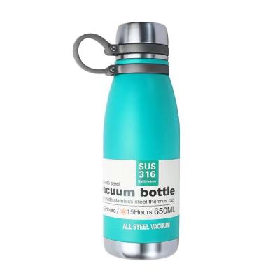 China 650ml 316 Stainless Steel Mug Large Capacity PORTABLE Thermo Water Bottle With Silicone Handle Portable Cola Shaped Sports Gym for sale