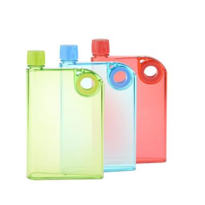 China Hot Selling Viable Free Square 420ml Clear Notebook Sports Bottle Creative Customized Drinking Plastic Still Water Bottle BPA Free for sale