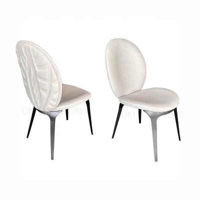 China Wholesale modern design italian style stainless steel lounge restaurant designer luxury leaf pattern velvet dining chair for sale