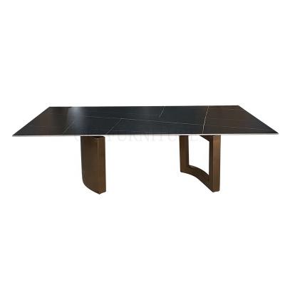 中国 Italian Furniture Stainless Steel Gold Luxury Marble Dining Table (Other) 1.3m Diameter Adjustable Rectangle 販売のため