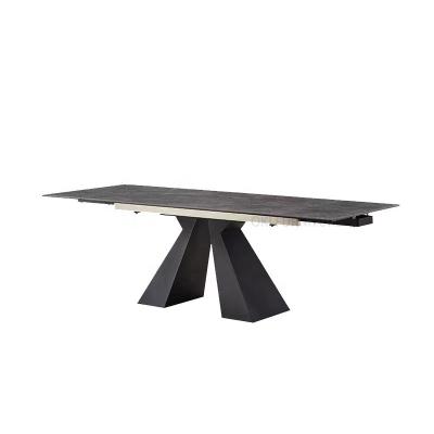 China Main X Adjustable Modern Home Black Slate Stone Dining Table Legs Metal Iron Space Saving Furniture Extendable Dining Table (Other) à venda