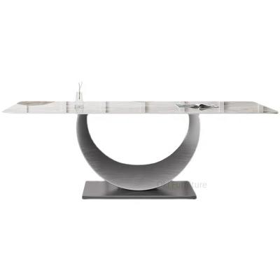 China (Others) Creative Custom Slate Base Stainless Steel Slate Base Adjustable Modern Minimalist Modern Minimalist Dining Marble Top Dining Table And Chair à venda