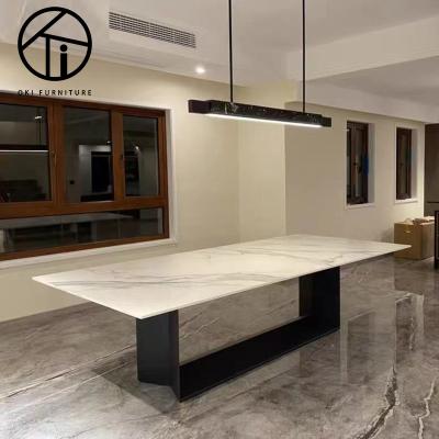 中国 Home Kitchen Use Large Marble Table (Other) Large Rectangle Shape Adjustable Straight Modern Classical Modern Meeting Dining Table 販売のため