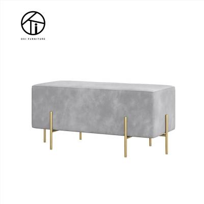 China Luxury Italian Comfortable Casual Rectangular Stool (Other) Simple Design Stainless Steel Elephant Velvet Leg Ottoman Brass Cafe Adjustable Bench for sale