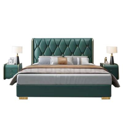 중국 (Other) luxury green leather bed adjustable 1.8 15.m sleep for sale wedding modern hotel home wood metal gold queen bed 판매용