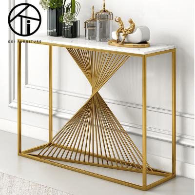 Cina Luxury Unique High Quality Modern Marble Gold Hallway Stainless Steel Marble Top Console Table (Other) Classic Furniture Adjustable in vendita