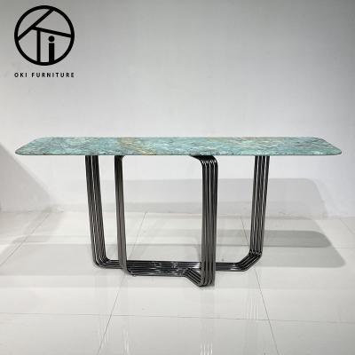 Cina Factory best quality China Foshan green marble top console tables (others) lightnight adjustable luxury shape, metal console table, console table in vendita