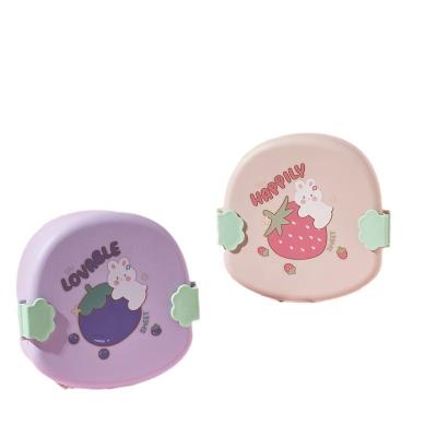 China Reusable Round fruit cartoon Japanese bento box three boxes for primary school students high appearance level plastic lunch box for sale