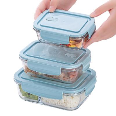 China Steamable Rectangular Glass Containers With Vented Lids on Hot Sale High Borosilicate Glass Food Storage Set Lunch Box for sale