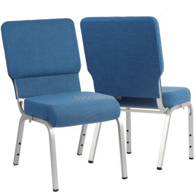 China Contemporary High Quality Blue Church Lectern Chairs Interlocking Church Chair With Back Pocket for sale