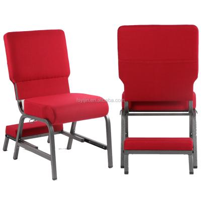 China Contemporary Wholesale Red Metal Auditorium Factory Metal Church Chair Interlocking Chair With Kneeler for sale