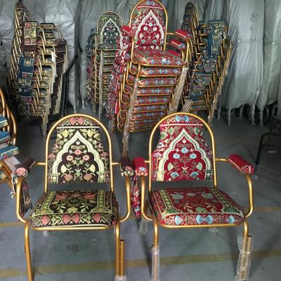 China Commercial High Quality Prayer Chair Armrest Church Temple Islam Metal Furniture Muslim Chair for sale