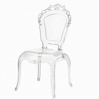 China Commercial Grade Contemporary Crystal Resin Acrylic Transparent Plastic Elegant Princess Wedding Chairs for sale