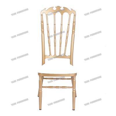 China Wholesale Antique Luxury Metal Aluminum Hotel Chiavari High Back Luxury Gold Napoleon Banquet Wedding Chair for sale