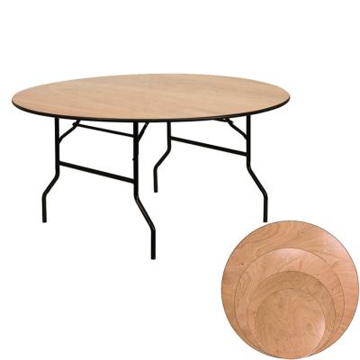 China Round Tables 6ft Collapsible Foldable Wooden Plywood Wedding Banquet Table for sale