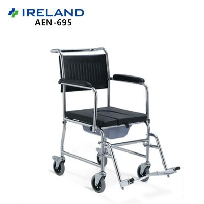 China Lightweight Commode Wheelchair AEN-695 Steel Toilet Portable Wheelchair For Patient for sale