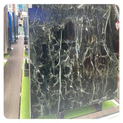 China Floor Kitchen Living Room Monet Material Marble Black Stone Slab for sale