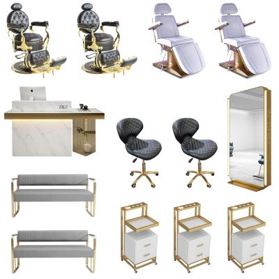 China Foshan Factory Modern Hot Sale Large New Design Barber Shop Furniture Cheap Barber Shop Furniture Sets For Barber Shop for sale