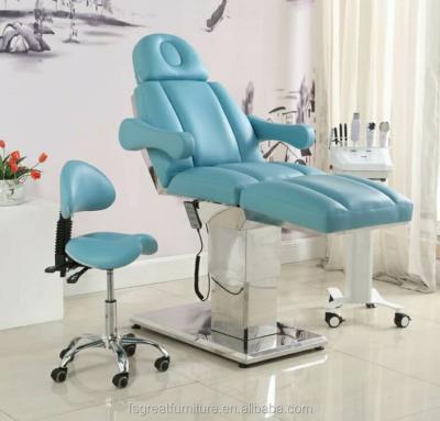 China Foshan Factory Wholesale Simple Blue Salon Massage Spa Facial Bed With Stool for sale